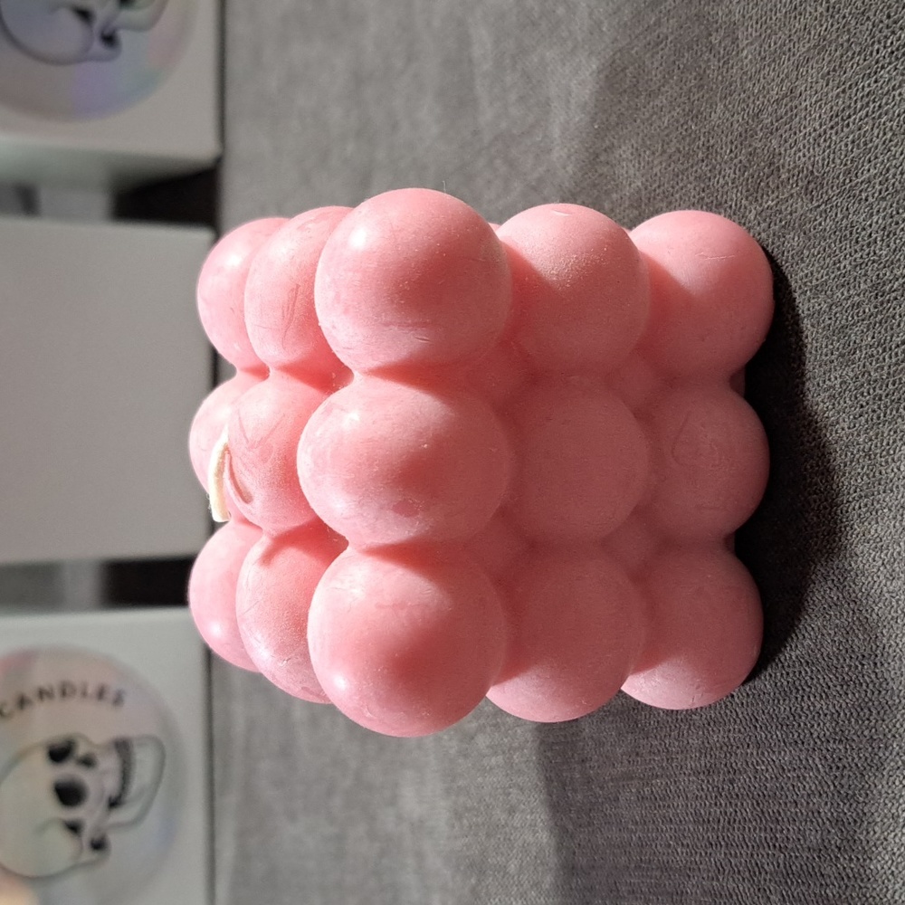 Drop Dead Candles Pink Square Bubble Candles NEW Scent Cranberry